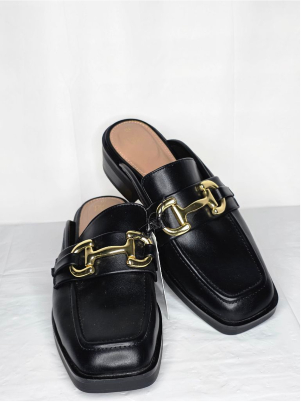 Time and Tru Black Gold Bit Mules Women’s Size 10